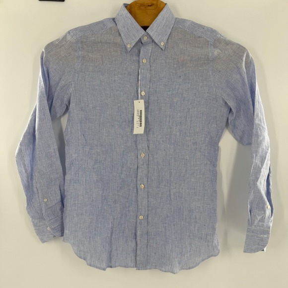 Tintoria Mattei Other - Tintoria Mattei 954 Blue Striped Linen Button Down Shirt Mens 39 15.5 Regular
